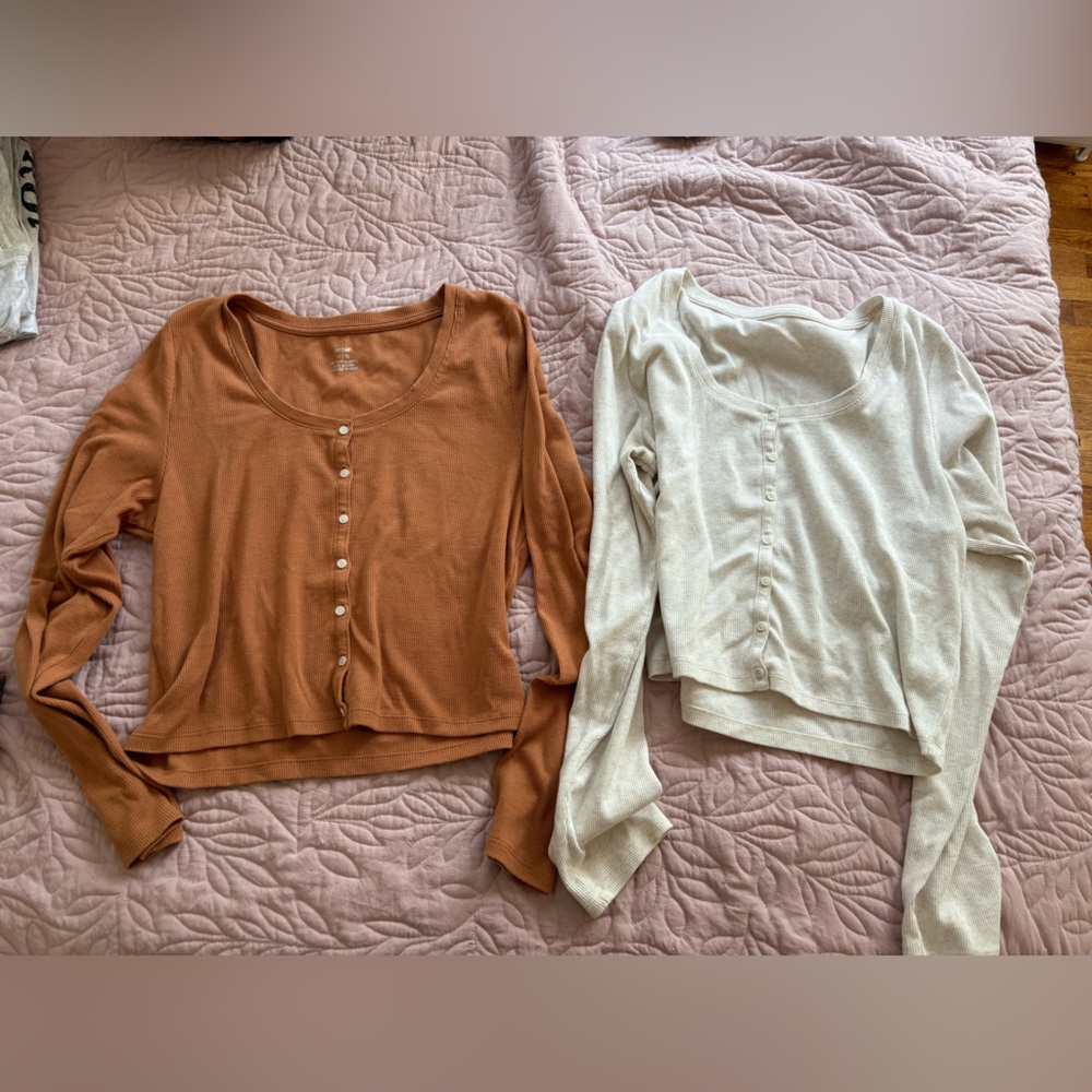 Aerie Cream Ribbed Top